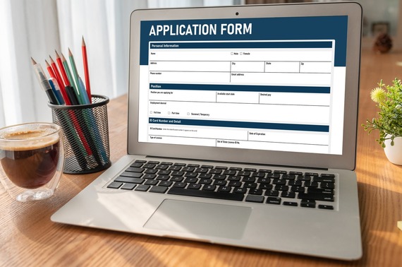 Application Form on a computer screen