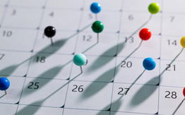 Calendar with pins on dates