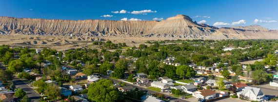 aeriall view of Grand Junction neighborhood and Mountain vista