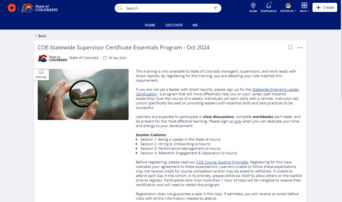 A screenshot of the COE Statewide Supervisor Certificate Essentials Program in the LXP.