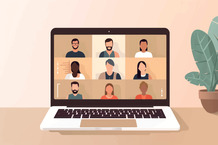 Computer monitor showing a zoom meeting and attendees