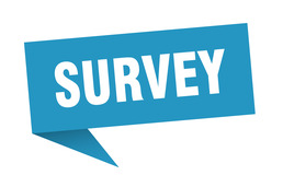 A blue banner with the word SURVEY on it in all caps