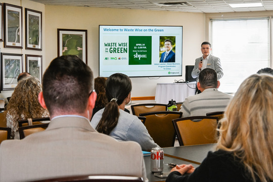 Image of SBP Program Coordinator giving a presentation at the recent Waste Wise on the Green Event