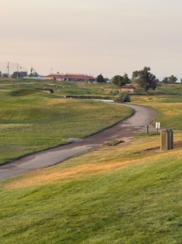 A picture of a cart path with no standing water after the catch basin was replaced