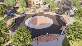 Illustration of roundabout and wider walking paths at 16th Street and 10th Avenue