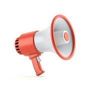 Orange and white megaphone