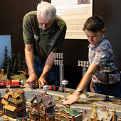 Colorado Model Railroad Museum image of model and two individuals