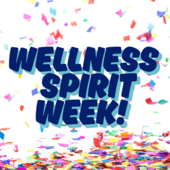 Wellness Spirit Week with colorful confetti in the background