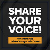 graphic with the words Share Your Voice