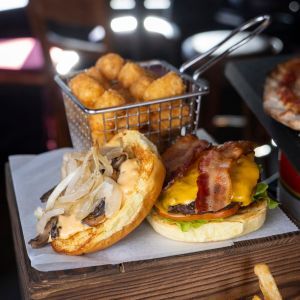 Bacon burger and tots at Big City Roadhouse