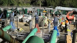 crews prep equipment for install at the wastewater treatment plant.