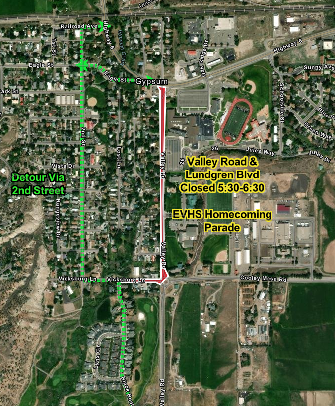 Homecoming Parade Closure Map