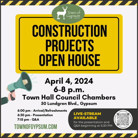 An ad for the Town of Gypsum 2024 Construction Projects Open House