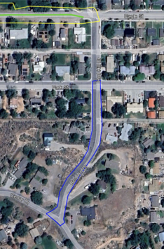 Map image showing the area of Red Hill Road that will be paved