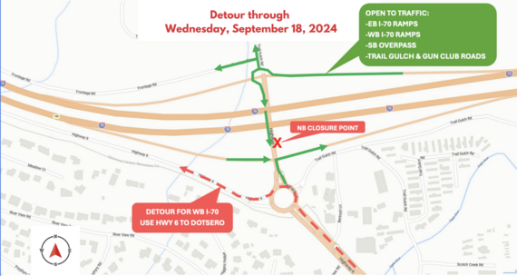 I70 Roundabout Project Detour Map for week of 9/15/24