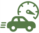 Graphic depicting a car speeding
