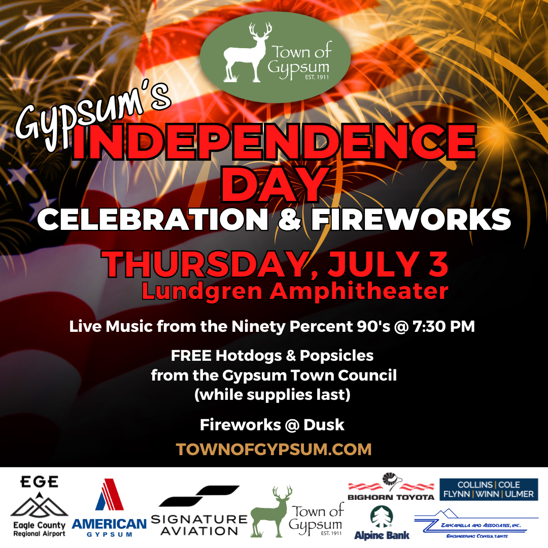 Gypsums's Independence Day Celebration on July 3 at 7:30 PM