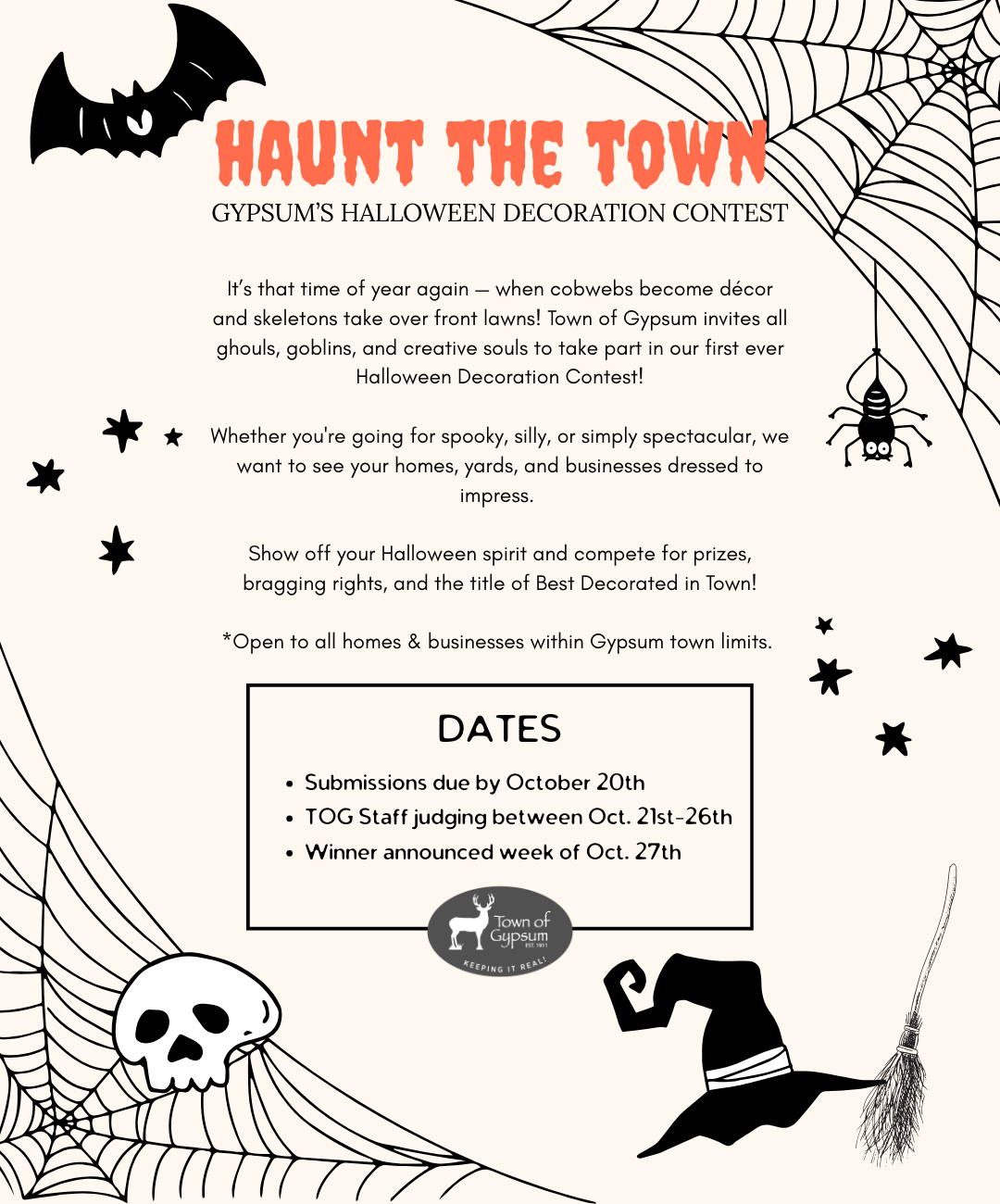 Flyer showing Halloween graphics with event details