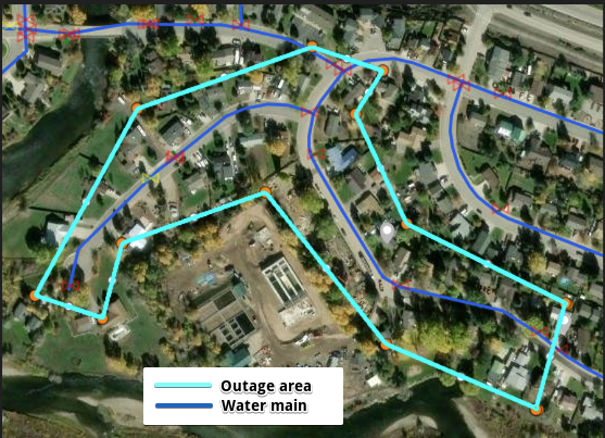 picture of map showing outage area