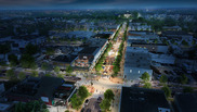 Artist rendering of Downtown Littleton in the evening