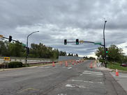 Prince Street intersection with cones marking a lane closure