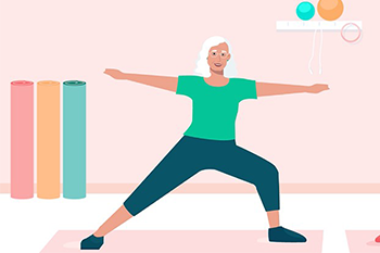 Digital art of a Women practicing yoga 