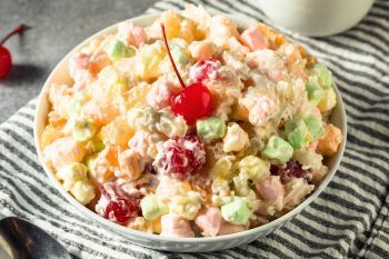 a bowl of ambrosia salad