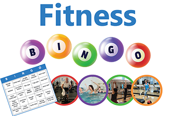 fitness bingo with bingo number balls and a bingo card