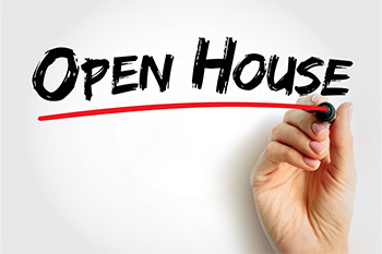 hand writing open house