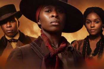 Harriet promotional image with Leslie Odom, Jr, Cynthia Erivo and Janelle Monae
