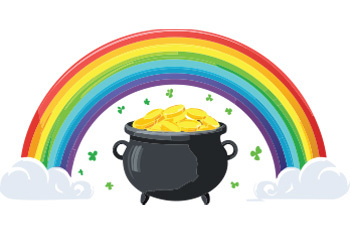 Pot of gold under a rainbow