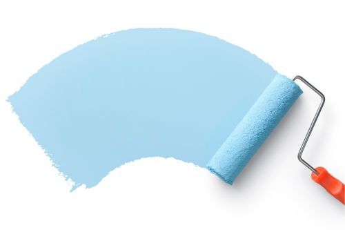 paint roller with blue paint