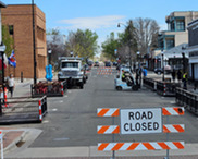 city workers installing patios