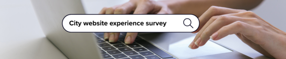 search bar with the words "City website experience survey"
