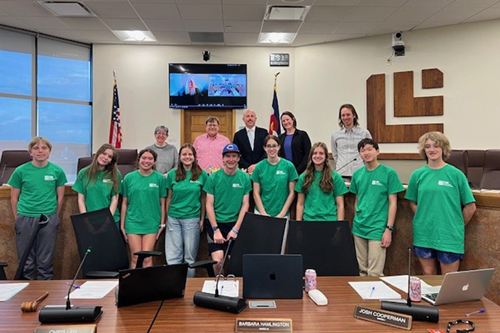 Members of Louisville's Youth Advisory Board with Louisville City Council members at Louisville City Hall