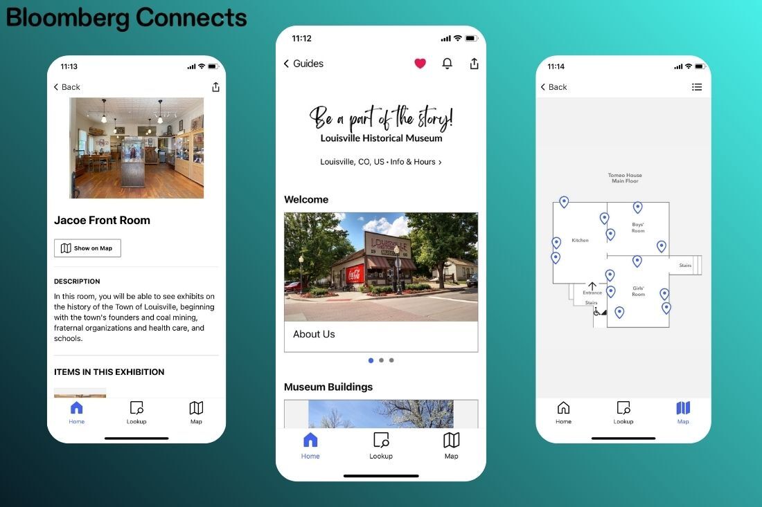 Screenshots of the Museum's virtual guide on the Bloomberg Connects app
