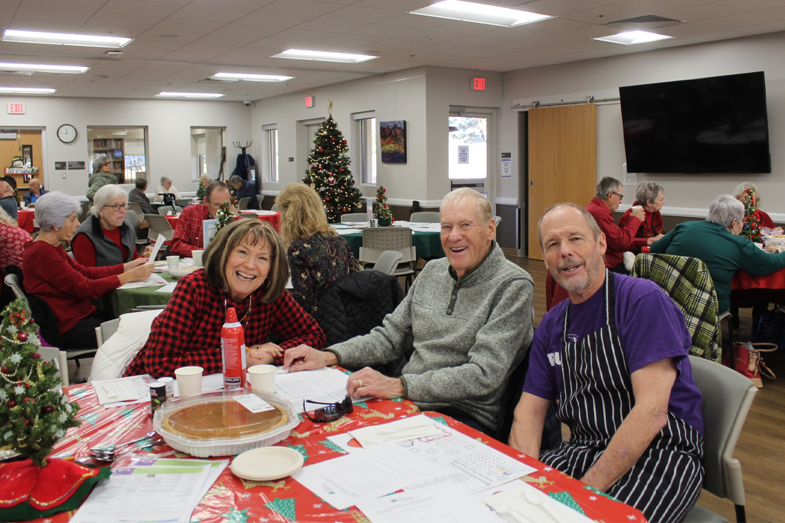 Seniors enjoying a holiday lunch