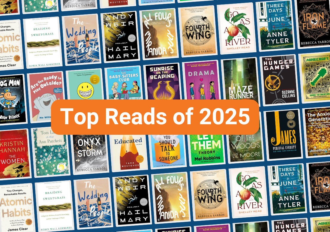 book covers with text "top reads of 2025"
