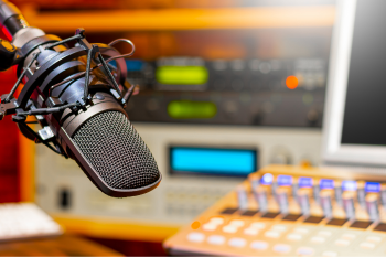 close up of radio microphone