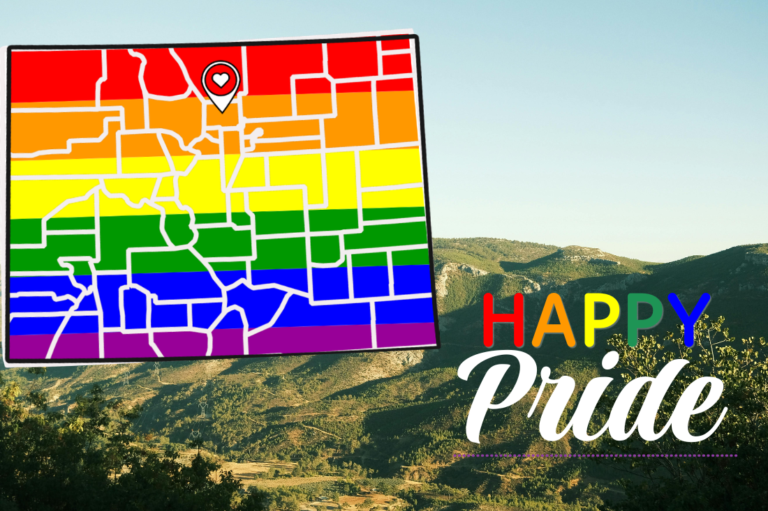 Colorado County Map with Rainbow Overlay