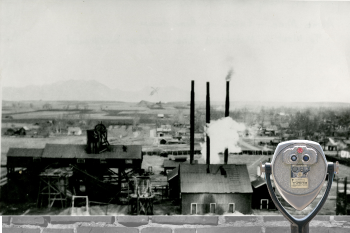 View Finder Overlooking Historical Photo of Louisville from a Distance