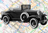 Ford Model T on Background of Colorado Map