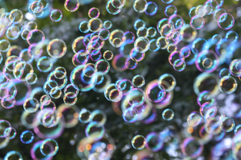 close up of thousands of bubbles outside