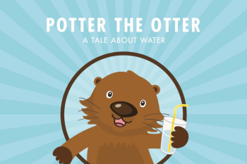 illustration of otter holding a glass or water