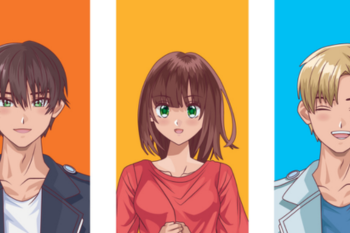 anime style cartoon of teen boys and girl