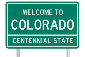 graphic of colorado state highway sign reads "welcome to colorado"