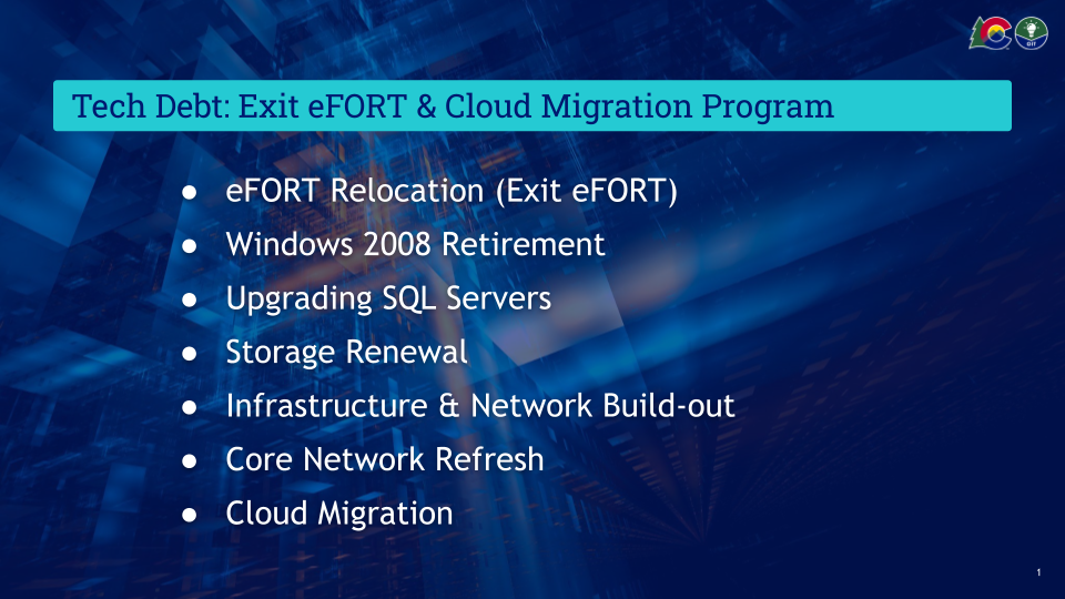 Navy Blue and White List - Tech Debt Cloud Migration and Exit eFORT Program Projects