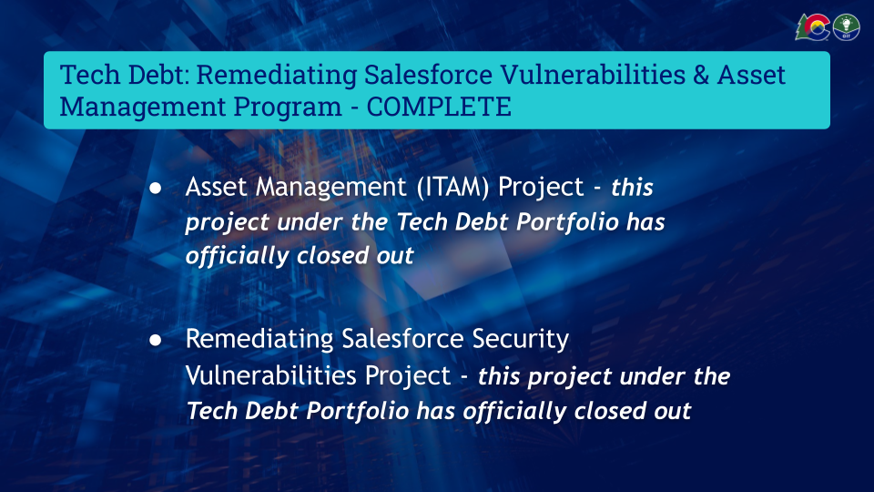 List of projects in the Salesforce Remediation and IT Asset Management Program