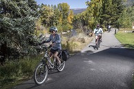 bikers on the blue river trail 