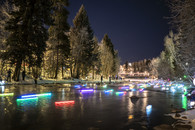 lanterns on blue river